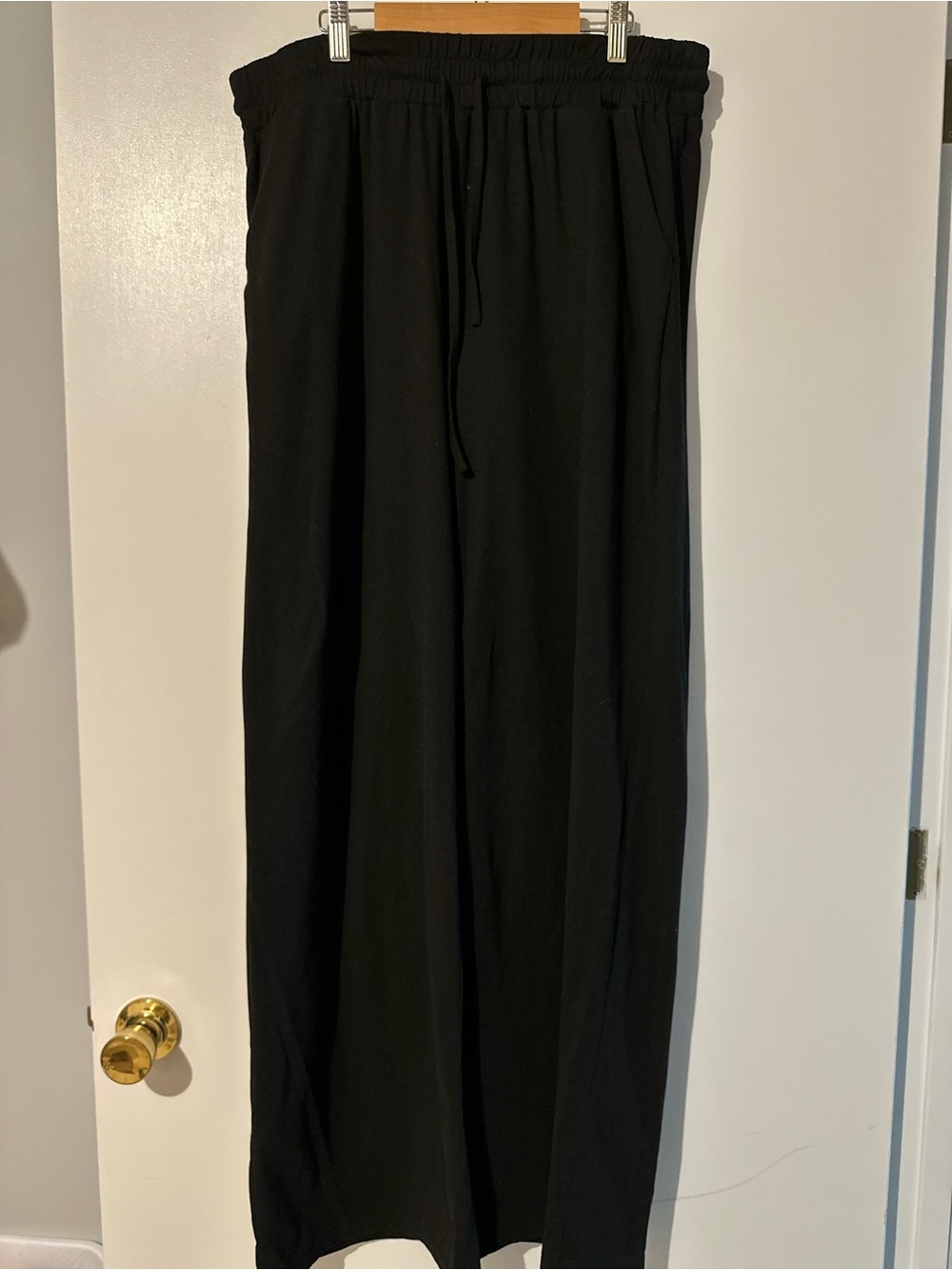 Black Wide-Leg Drawstring Pants